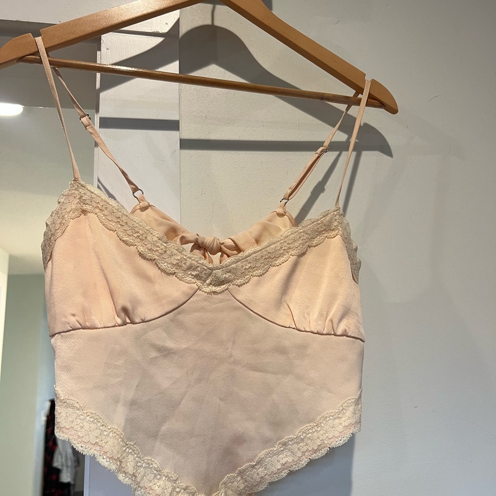 Forever 21 Cream Lace Trim Chemise
